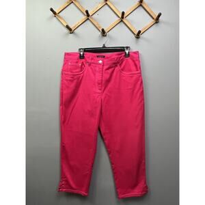 Jones New York Stretch Jeans Womens 16 Pink‎ Twill Jeans Lace up ankles-cropped
